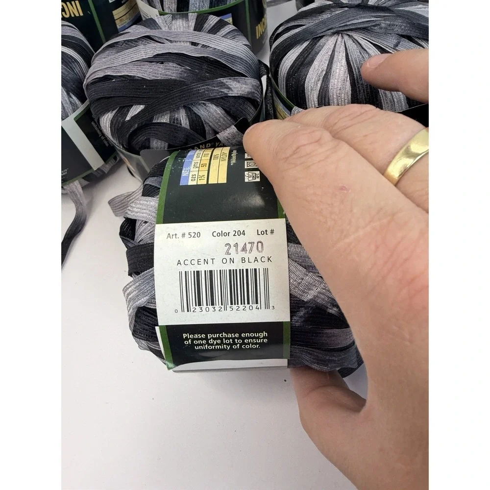 Lion Brand Yarn Incredible Ribbon Yarn Lot 14 Accent On Black Not Same Dye Lot